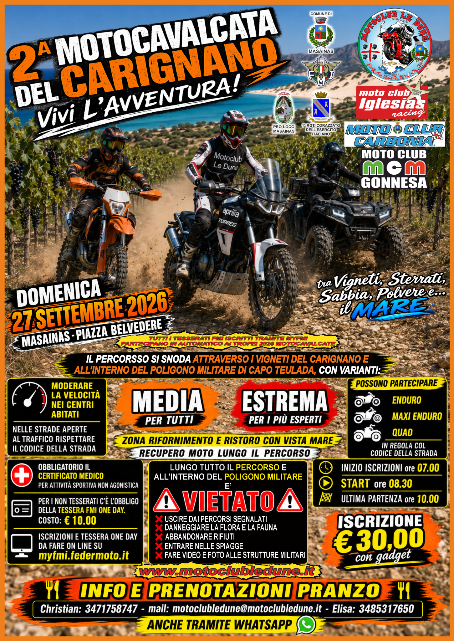 Volantino della 2ª Motocavalcata del Carignano del 27 settembre 2026